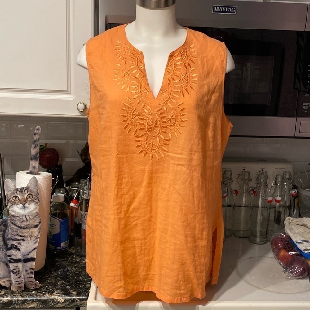 N womens Valerie Bertinelli solid orange sleeveless plus size top 1X